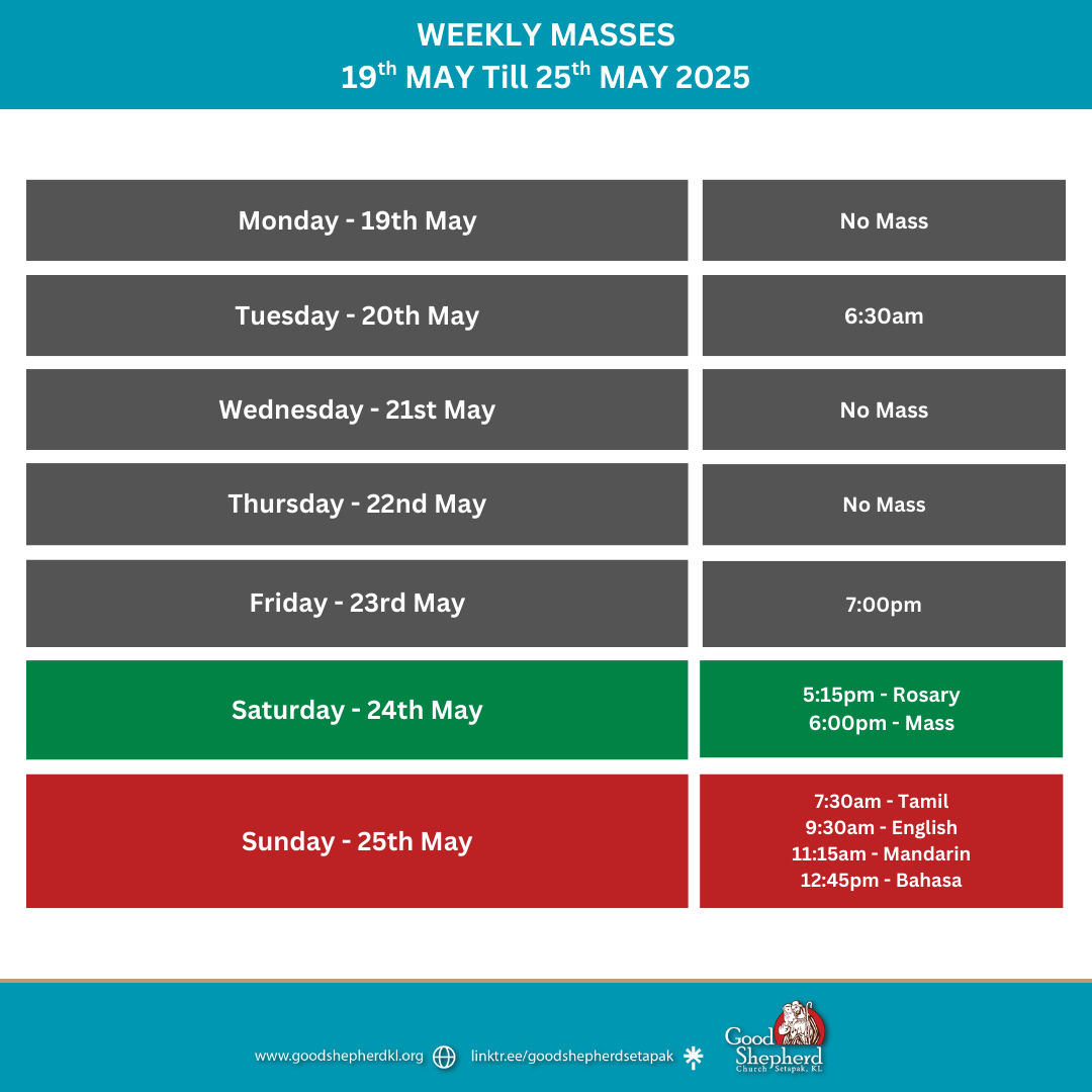 WEEKLY MASSES 29th May till 25th May WEEKLY MASSES 29th May till 25th May