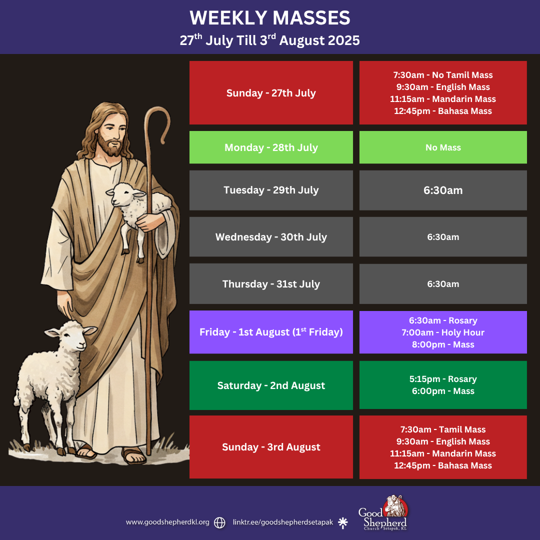 WEEKLY MASSES 9th February Till 15th February 2025 WEEKLY MASSES 9th February Till 15th February 2025