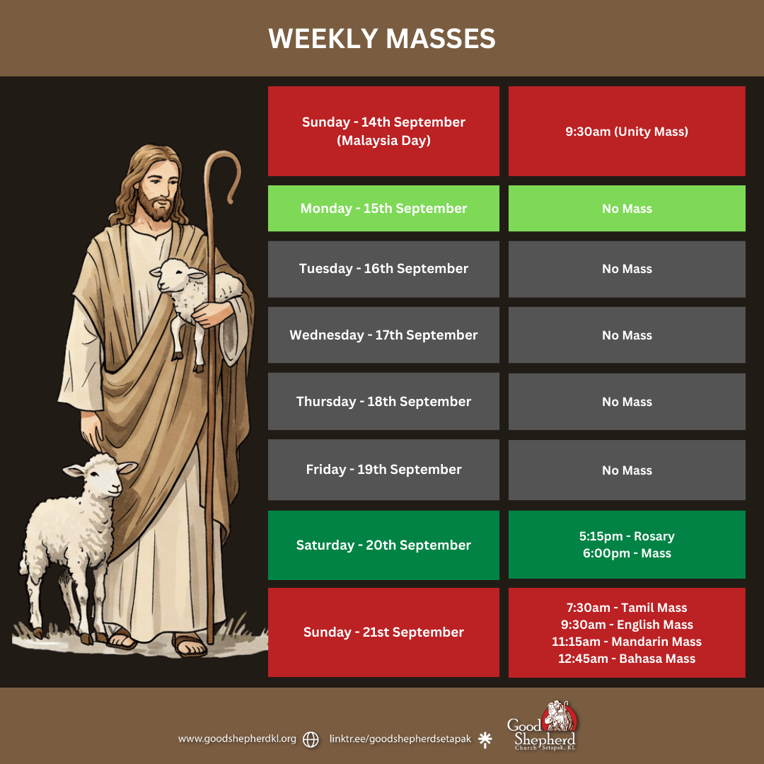 WEEKLY MASSES 9th February Till 15th February 2025