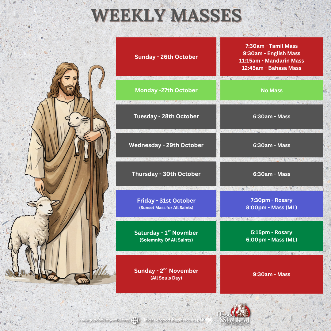 WEEKLY MASSES 9th February Till 15th February 2025 WEEKLY MASSES 9th February Till 15th February 2025