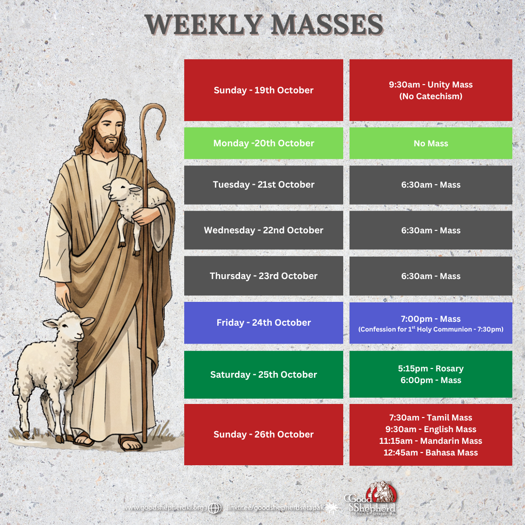 WEEKLY MASSES 9th February Till 15th February 2025