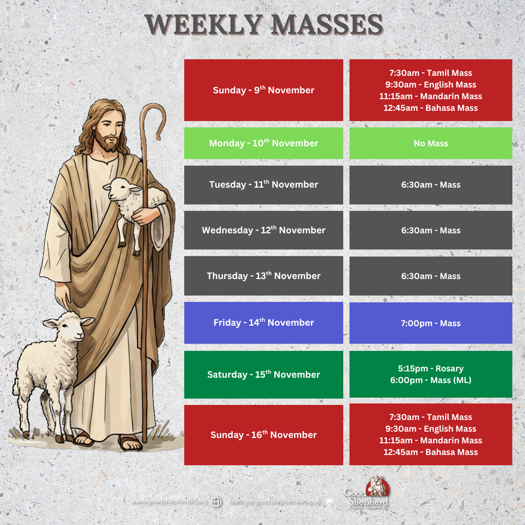 WEEKLY MASSES 9th February Till 15th February 2025