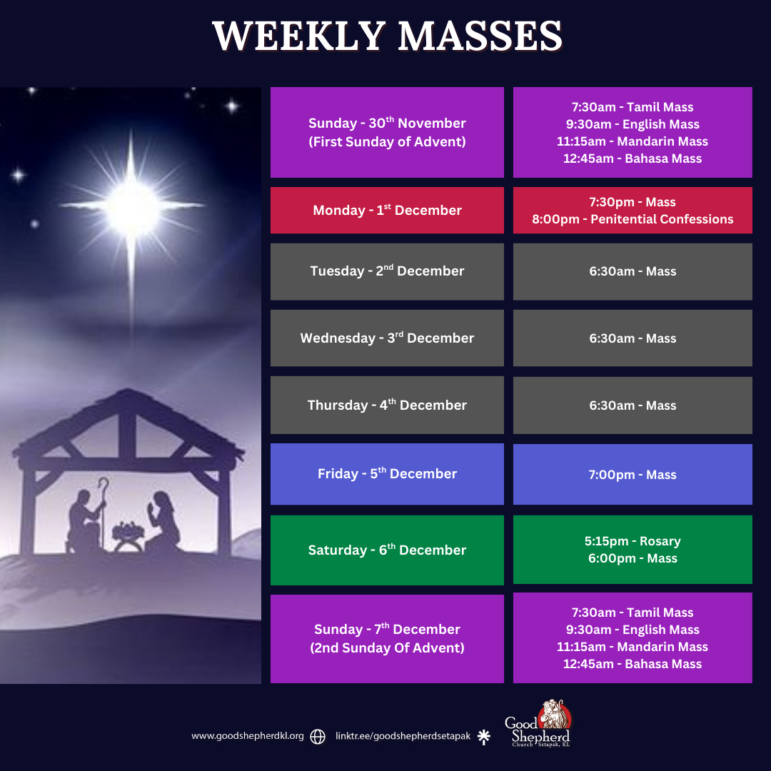 WEEKLY MASSES 9th February Till 15th February 2025