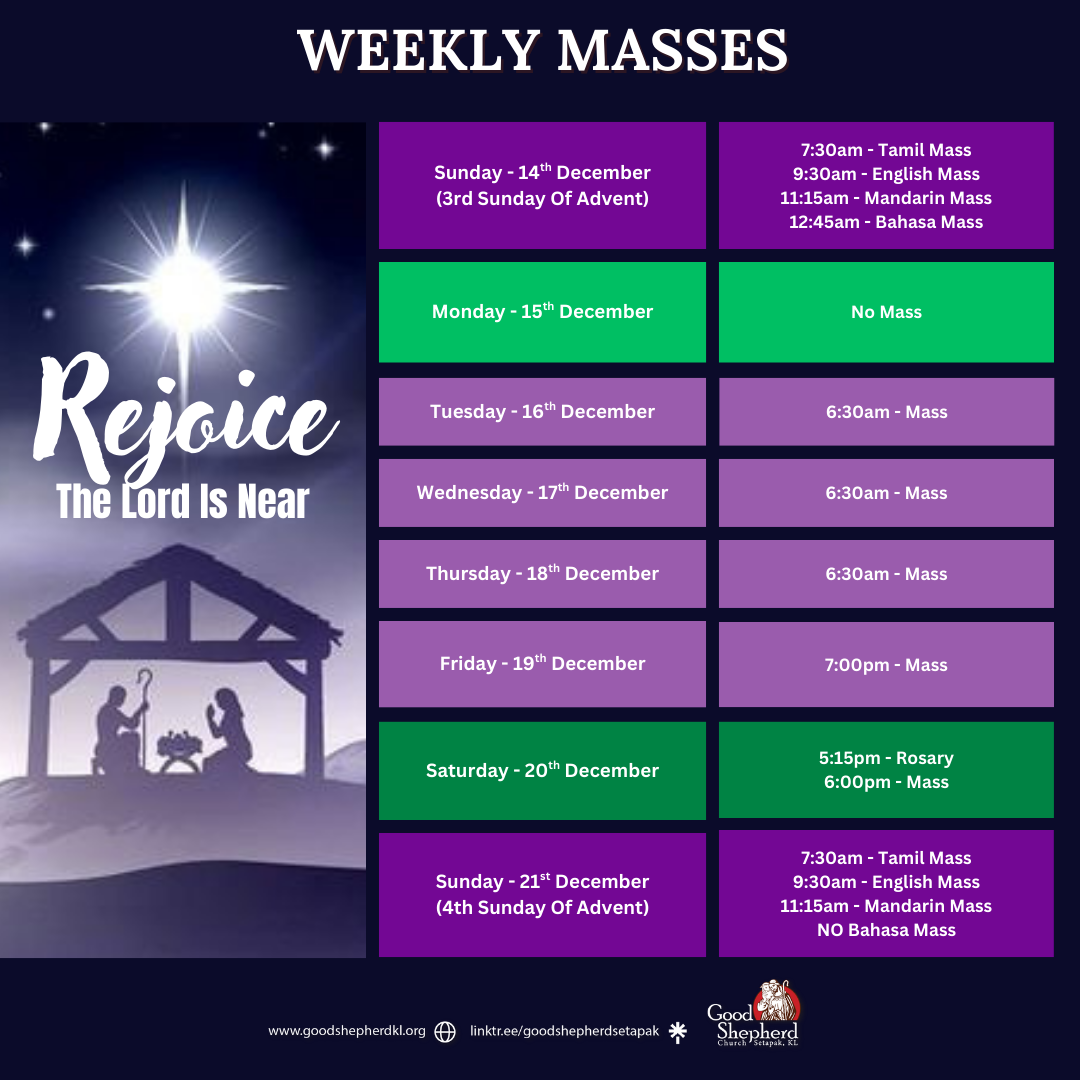WEEKLY MASSES 9th February Till 15th February 2025